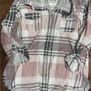 New York Laundry Pink and Black Plaid Shirt